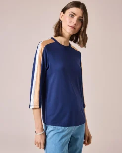 Clearance Shirt mit Satin-Kontraststreifen Shirts & Tops