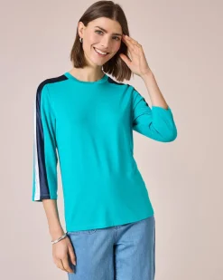 Clearance Shirt mit Satin-Kontraststreifen Shirts & Tops