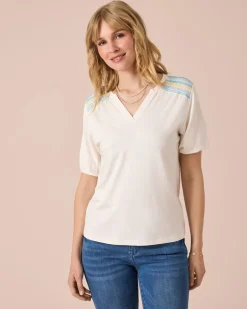 Shirt mit Smok-Detail Shirts & Tops