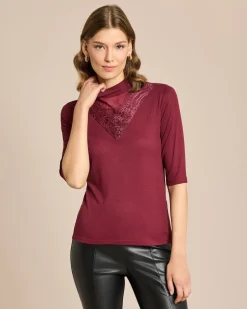 Outlet Shirt mit Spitze und Stehkragen Shirts & Tops