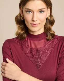 Outlet Shirt mit Spitze und Stehkragen Shirts & Tops