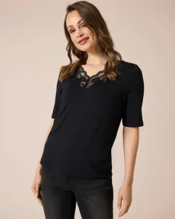 Outlet Shirt mit Spitzenbesatz Shirts & Tops