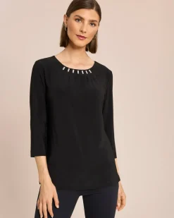 Clearance Shirt mit Strassdeko und Falten Shirts & Tops