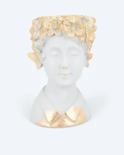 Clearance Skulptur-Blumentopf "Kopf mit Goldornamenten" Dekoration