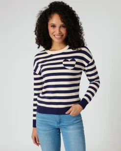Hot Streifenpullover mit Herzdetail Strickware
