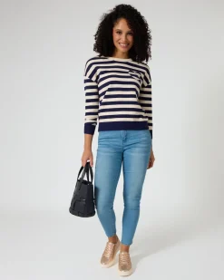 Hot Streifenpullover mit Herzdetail Strickware