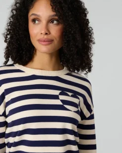 Hot Streifenpullover mit Herzdetail Strickware