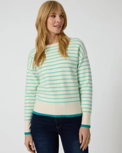 Hot Streifenpullover mit Kontrastbündchen Strickware