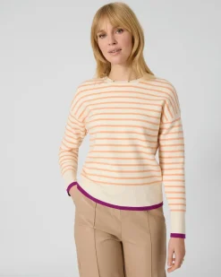 Hot Streifenpullover mit Kontrastbündchen Strickware