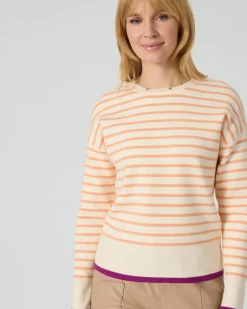 Hot Streifenpullover mit Kontrastbündchen Strickware