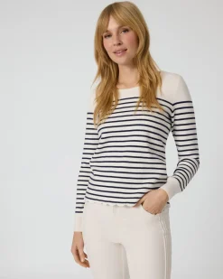 Hot Streifenpullover mit Wellensaum Strickware