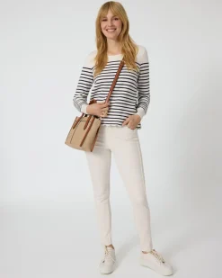 Hot Streifenpullover mit Wellensaum Strickware