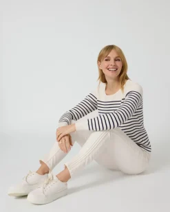 Hot Streifenpullover mit Wellensaum Strickware