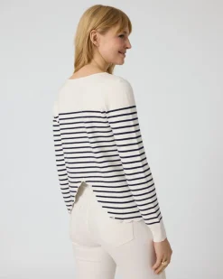 Hot Streifenpullover mit Wellensaum Strickware