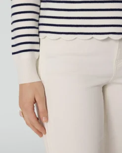 Hot Streifenpullover mit Wellensaum Strickware