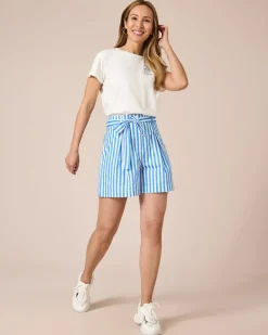 Hot Streifen-Shorts mit Gürtel Hosen