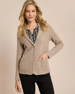 New Strick-Blazer mit Wollanteil mercerisiert Strickware