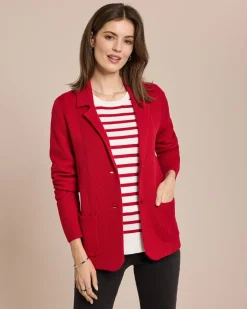 New Strick-Blazer mit Wollanteil mercerisiert Strickware