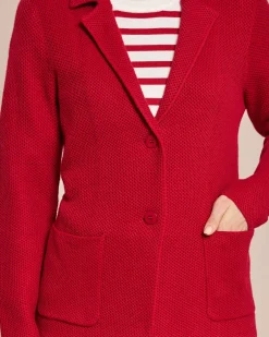 New Strick-Blazer mit Wollanteil mercerisiert Strickware