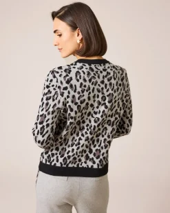 Discount Strickcardigan mit Leomuster Strickware