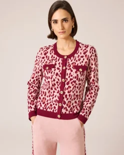 Discount Strickcardigan mit Leomuster Strickware