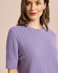 Hot Strukturierter Kurzarm Pullover Strickware
