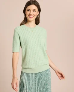 Hot Strukturierter Kurzarm Pullover Strickware