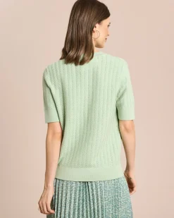 Hot Strukturierter Kurzarm Pullover Strickware