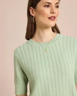 Hot Strukturierter Kurzarm Pullover Strickware