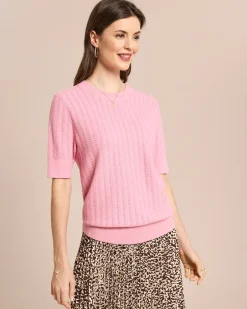 Hot Strukturierter Kurzarm Pullover Strickware