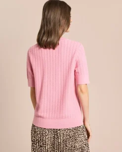 Hot Strukturierter Kurzarm Pullover Strickware