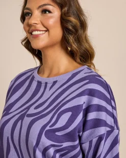 Outlet Sweatshirt mit Zebradruck Shirts & Tops