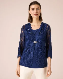 New Twinset mit Verzierung Strickware