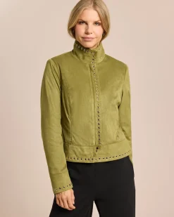 Hot Velourlederimitat Jacke, Oesenbesatz Jacken & Mäntel