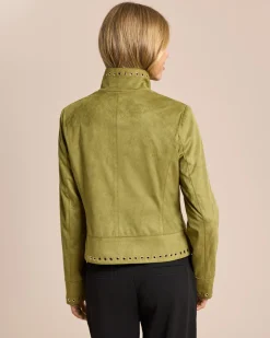 Hot Velourlederimitat Jacke, Oesenbesatz Jacken & Mäntel