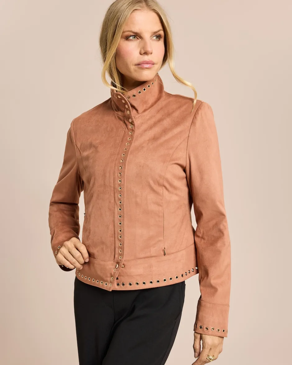 Hot Velourlederimitat Jacke, Oesenbesatz Jacken & Mäntel