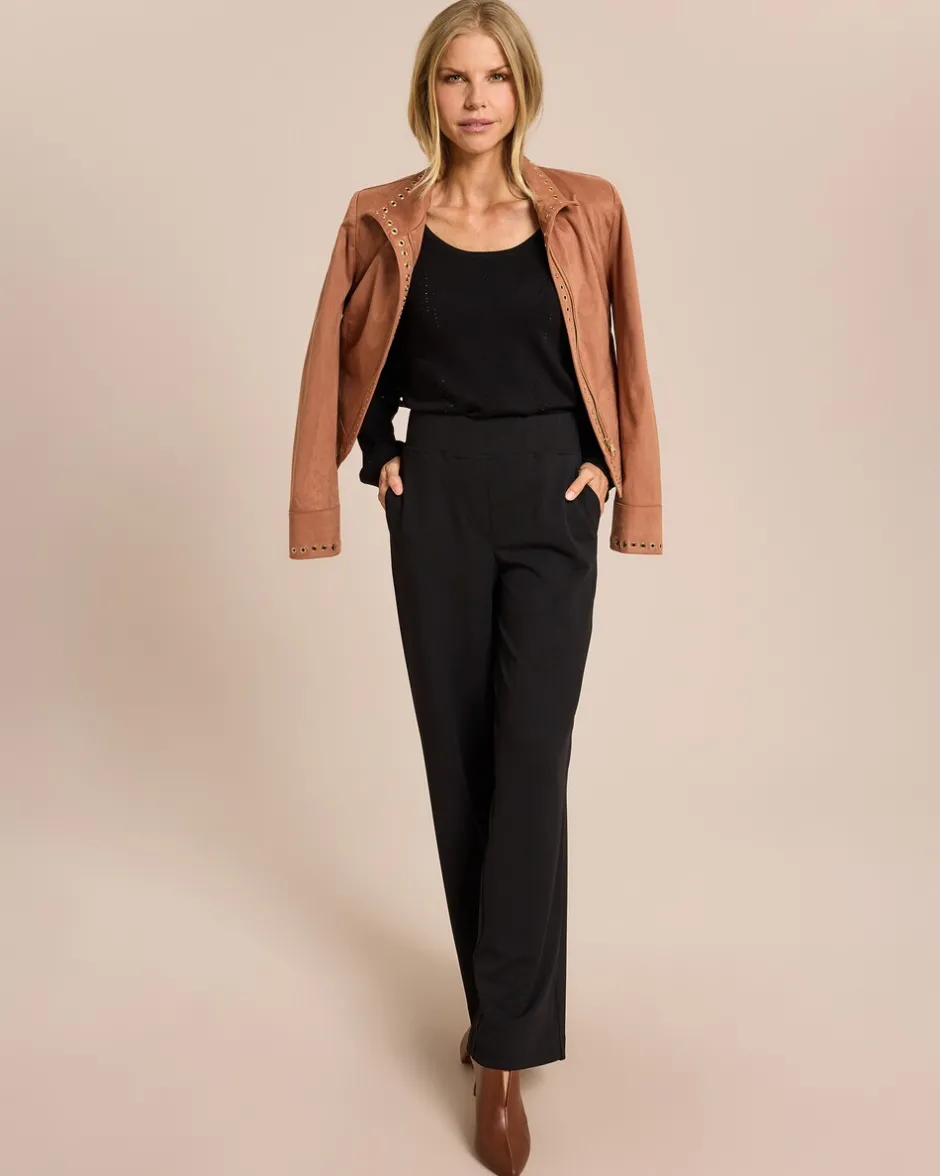 Hot Velourlederimitat Jacke, Oesenbesatz Jacken & Mäntel