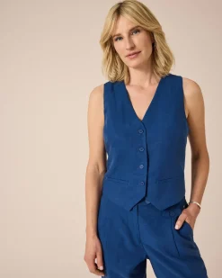 Clearance Weste mit Leinen Jacken & Mäntel