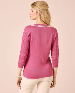 Zopfpullover mit V-Ausschnitt Strickware