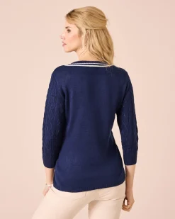 Zopfpullover mit V-Ausschnitt Strickware